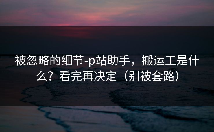 被忽略的细节-p站助手，搬运工是什么？看完再决定（别被套路）